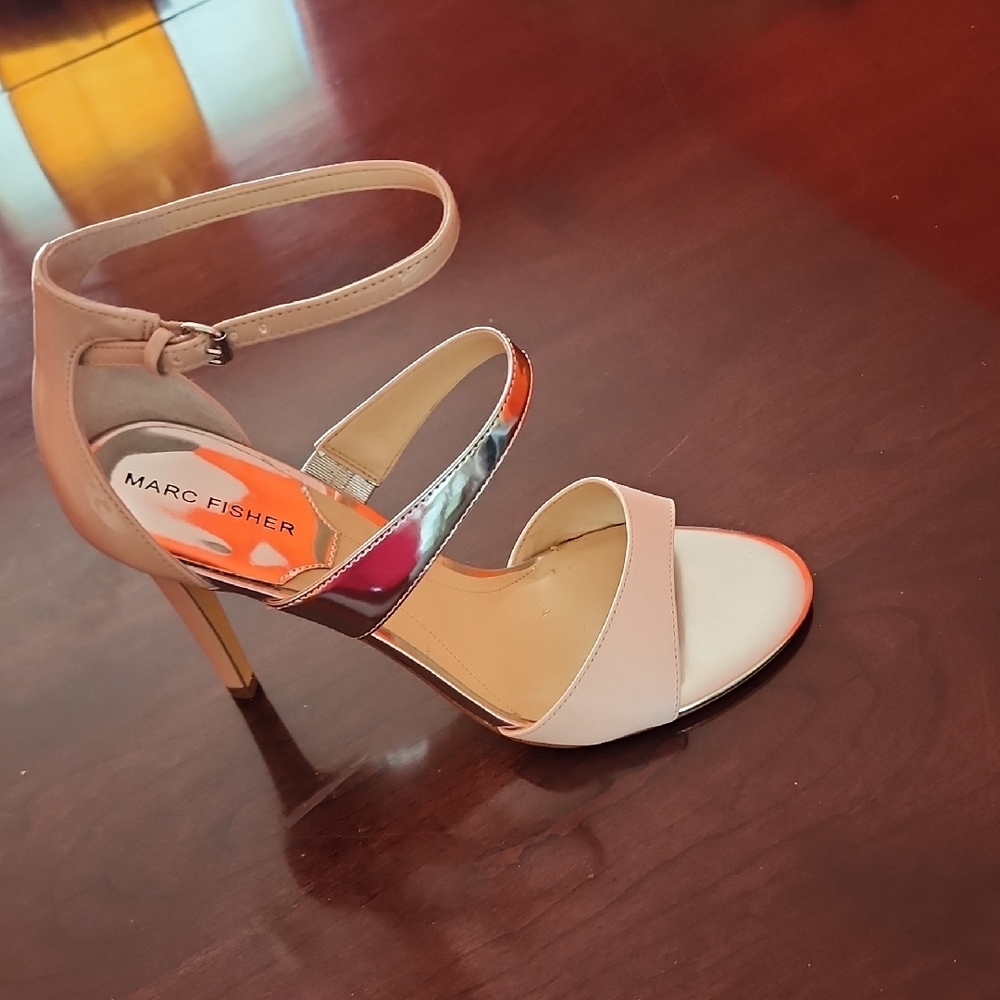 Marc Fisher Cream and Silver Heels